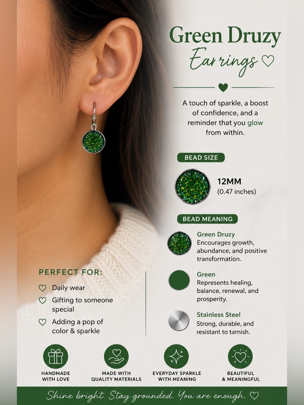 Sparkling Green Drop Earrings